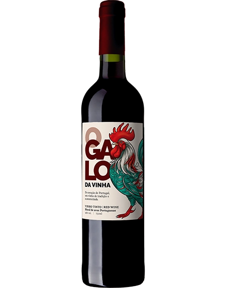 Garrafa do vinho tinto português O Galo da Vinha Superior, graduação 14%.